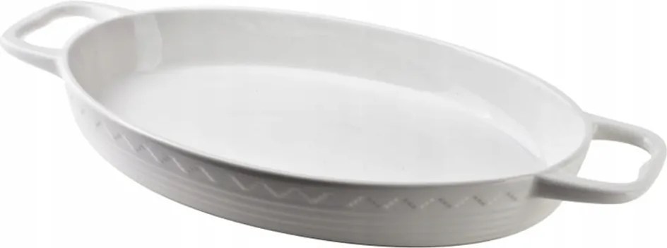 Porcelán sütőedény fogantyúkkal, fehér