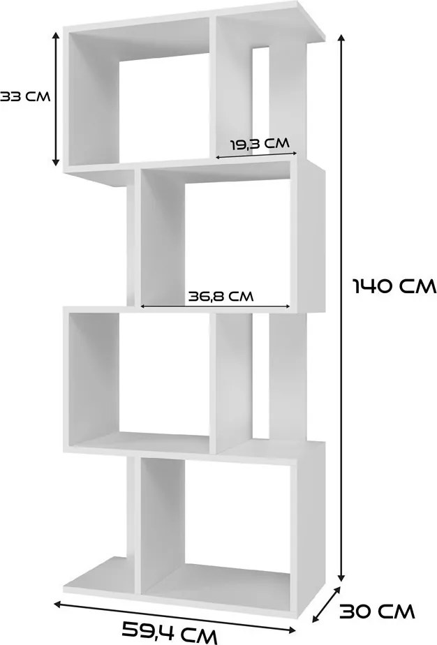 Fiesta 4P nyitott álló polc, tároló, fehér