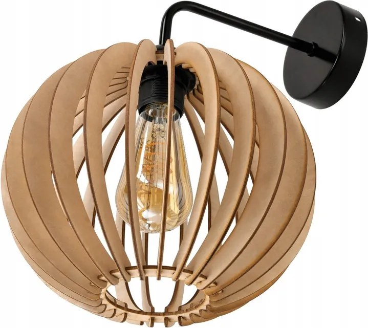 Fali lámpa fix egyenes Loft lámpabúra gömb Sűrű fa 1x E27