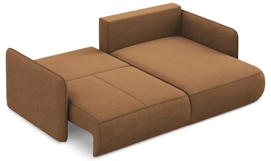 Narancssárga kinyitható-tárolóhelyes sarokkanapé (jobb oldali) Nanea – Makamii