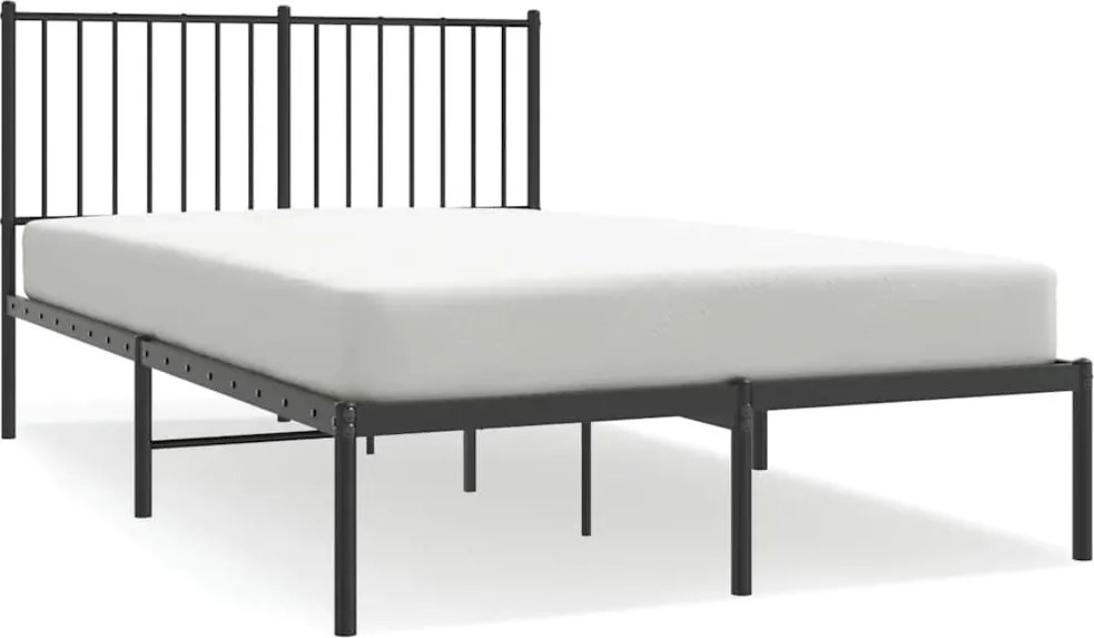vidaXL fekete fém ágykeret fejtámlával 120 x 200 cm