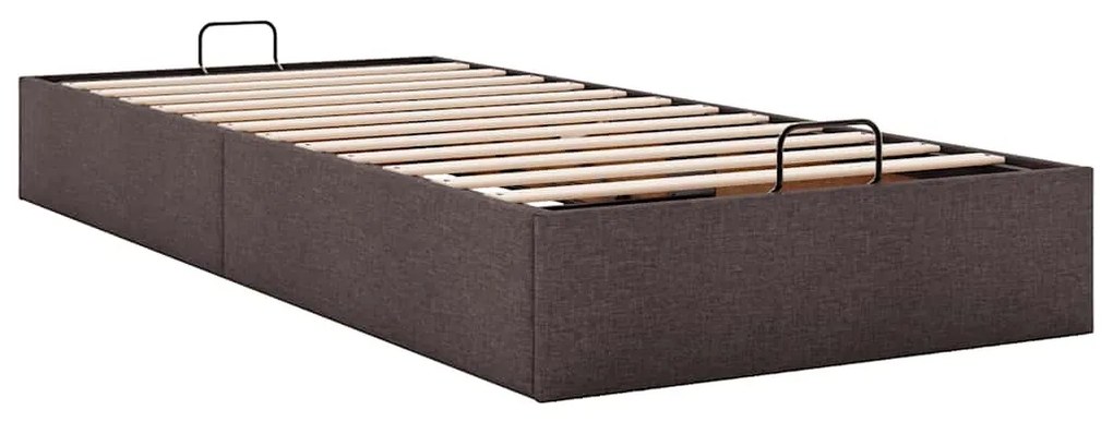 Ottomán sötétbarna szövet ágykeret matrac nélkül 90x200 cm