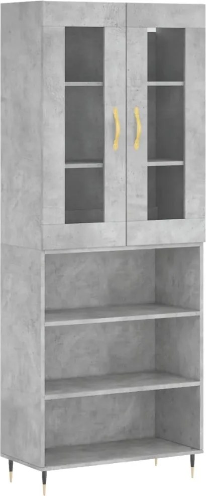 vidaXL betonszürke szerelt fa magasszekrény 69,5 x 34 x 180 cm