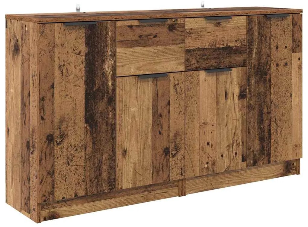 Oldalszekrények fiókkal 2 pcs Öreg fa 60 x 30 x 70 cm Faanyag