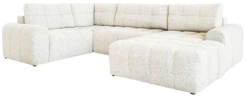 Krémszínű kinyitható tárolóhelyes moduláris sarokkanapé (bal oldali) Lulu – Miuform