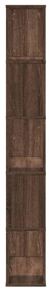 5 szintes barna tölgy színű fa könyvespolc 80,5x23,5x162,5 cm