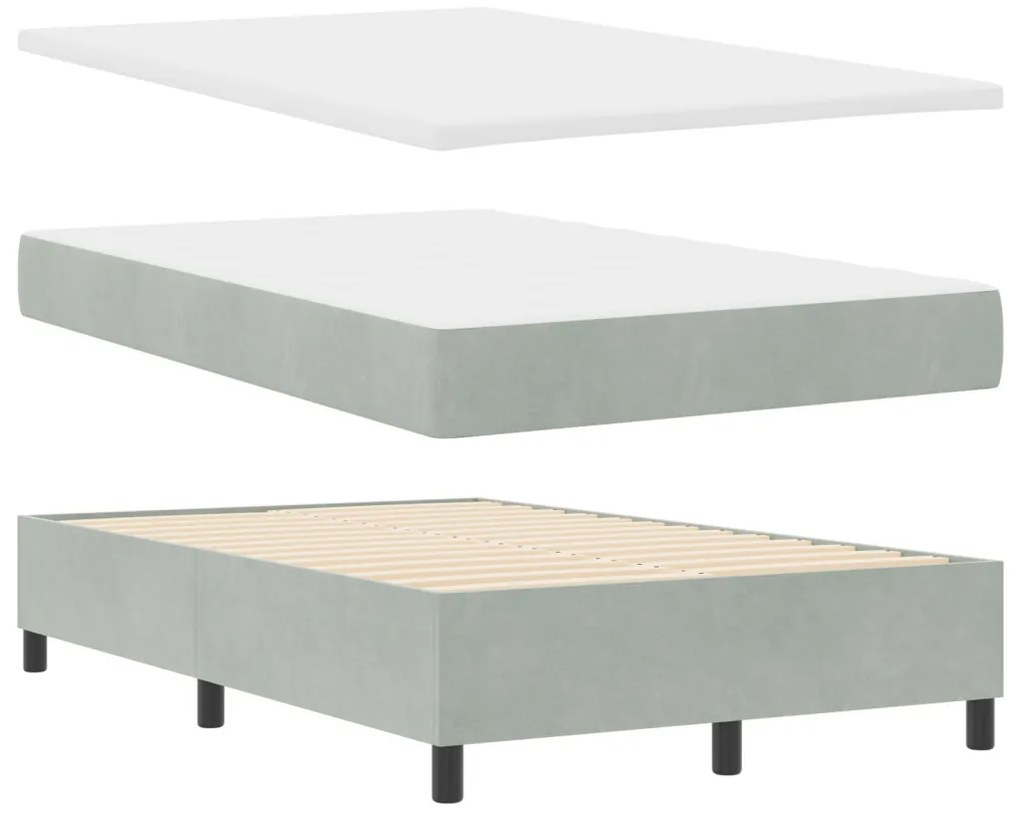 Boxspring Ágy Mattal Világosszürke Kicsi Dupla Bársonyos