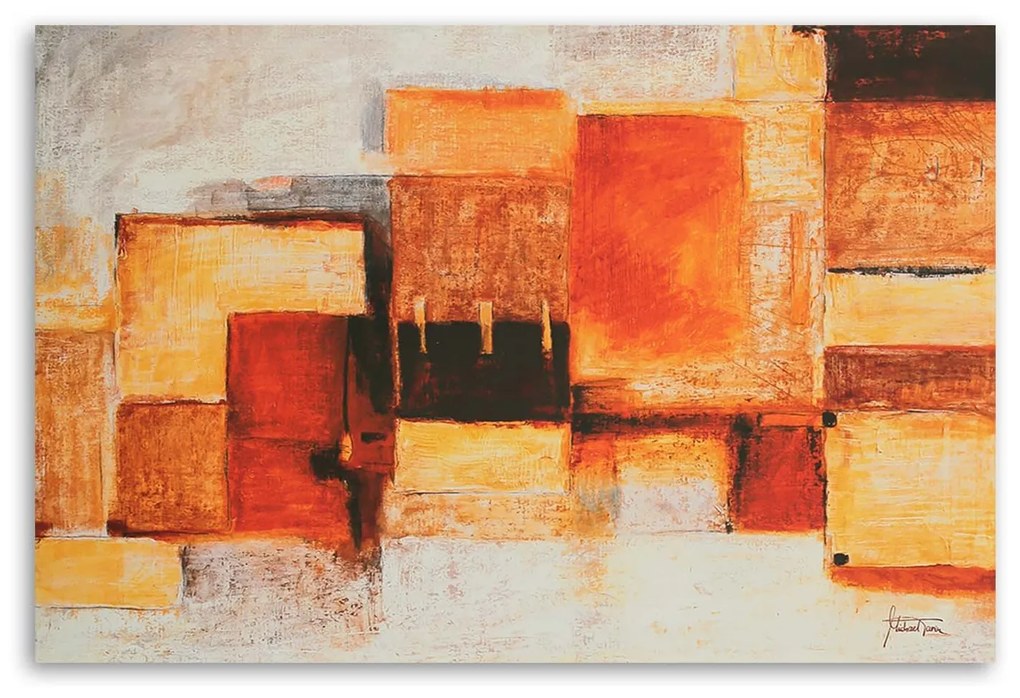 Gario Vászonkép Geometrikus absztrakció meleg színekben Méret: 120 x 80 cm