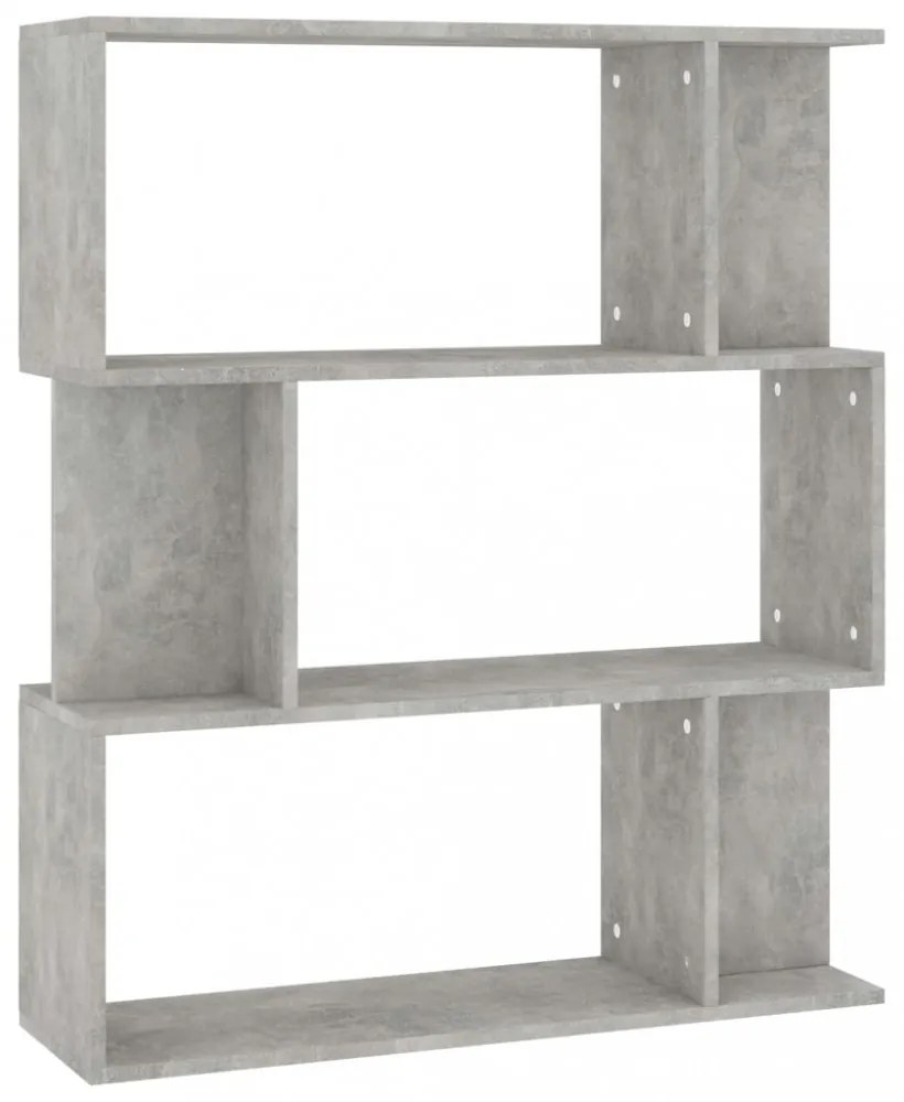 betonszürke szerelt fa könyvszekrény/térelválasztó 80x24x96 cm