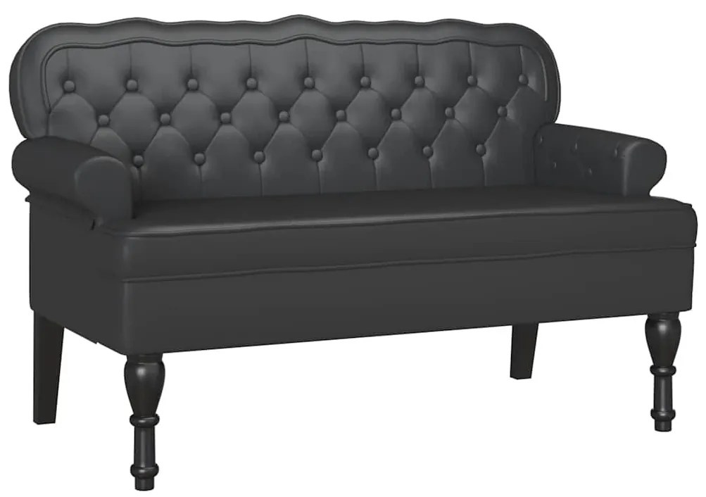 vidaXL Chesterfield Pad Fekete 119.5 x 64.5 x 75 cm Műbőr