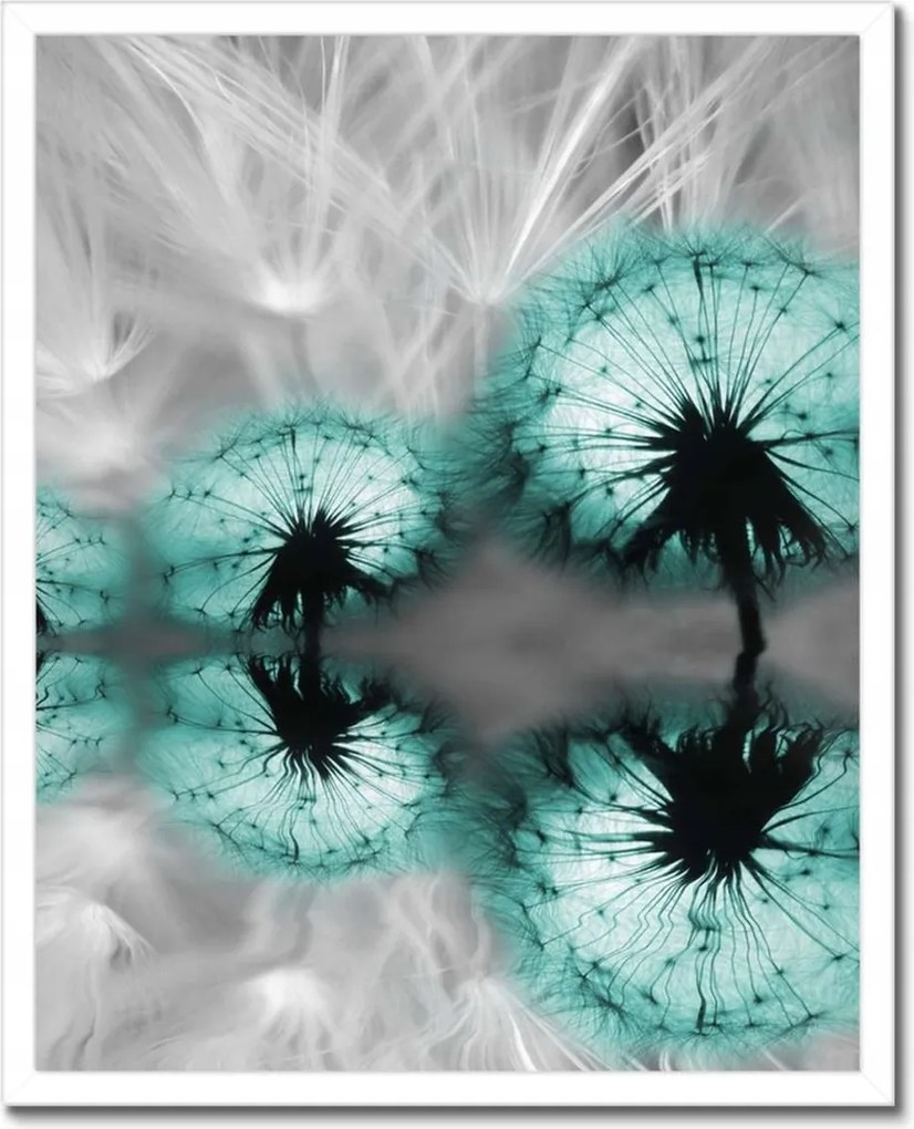 Poszter keretben 40x50 Türkiz pitypang virág