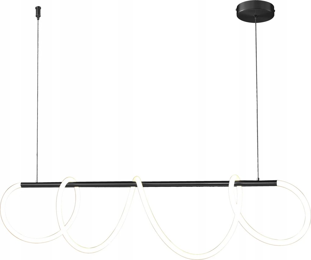 Fekete modern LED-es étkezőlámpa Fantasia szövet burkolatban