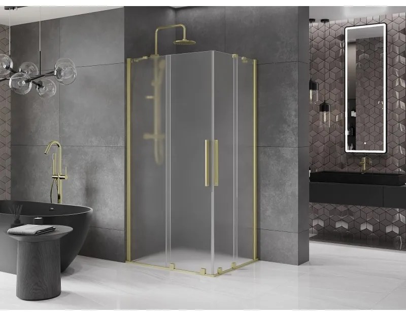 Mexen Velar Duo, zuhanykabin tolóajtóval 100 x 90 cm, 8 mm-es matt üveg, arany matt, 871-100-090-32-55