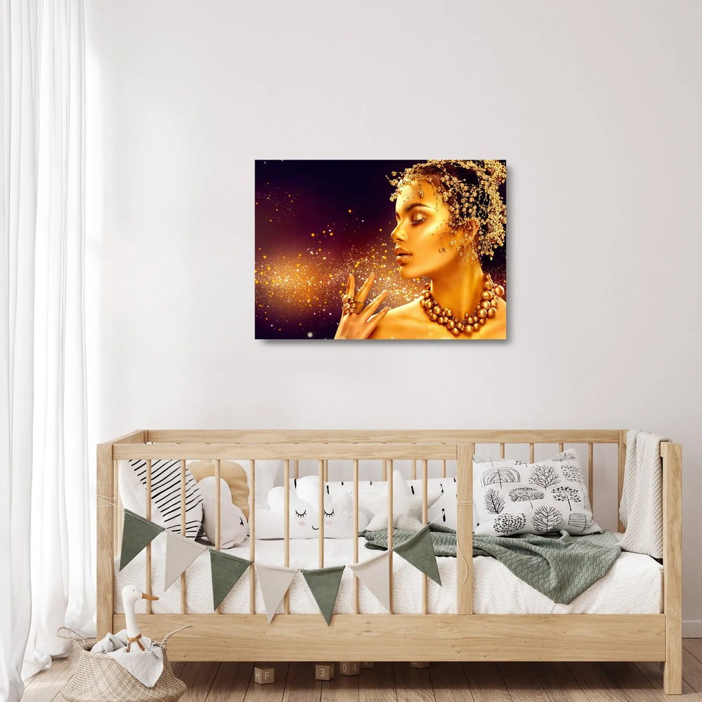 Üveg kép - Arany smink (70x50 cm)