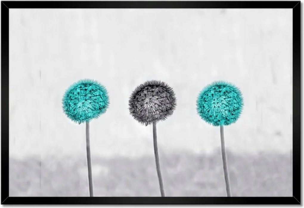 Poszterek keretben 60x40 Türkiz pitypangok