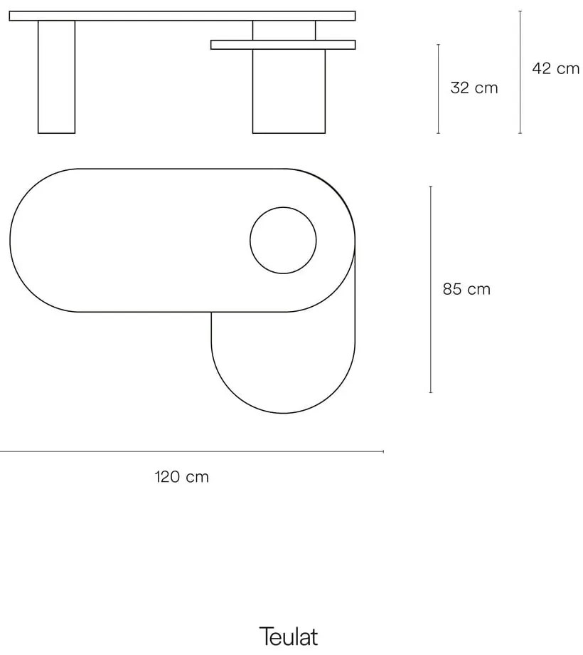 Kék-natúr színű dohányzóasztal kőrisfa dekorral 50x120 cm Nori – Teulat