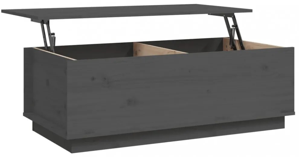 szürke tömör fenyőfa dohányzóasztal 100 x 50 x 35 cm