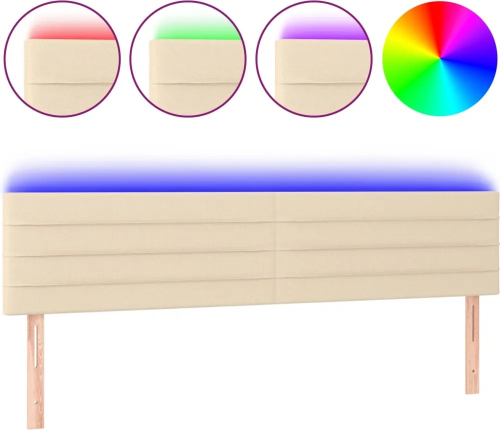 vidaXL krémszínű szövet LED-es fejtámla 200x5x78/88 cm