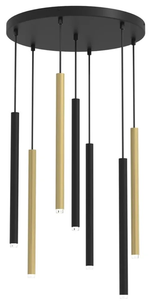 Csillár zsinóron MONZA 7xG9/8W/230V fekete/arany