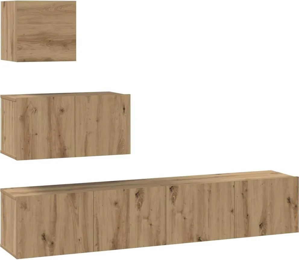 vidaXL TV szekrény garnitúra 4 pcs Artisan tölgy Faanyag
