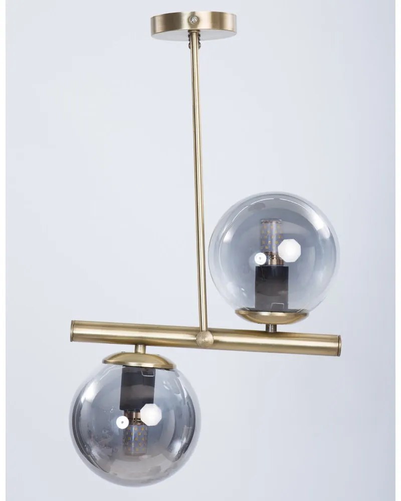 Szürke-aranyszínű mennyezeti lámpa üveg búrával ø 15 cm Libra – Squid Lighting