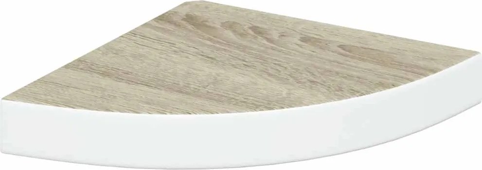 vidaXL tölgyszínű és fehér MDF fali sarokpolc 25 x 25 x 3,8 cm