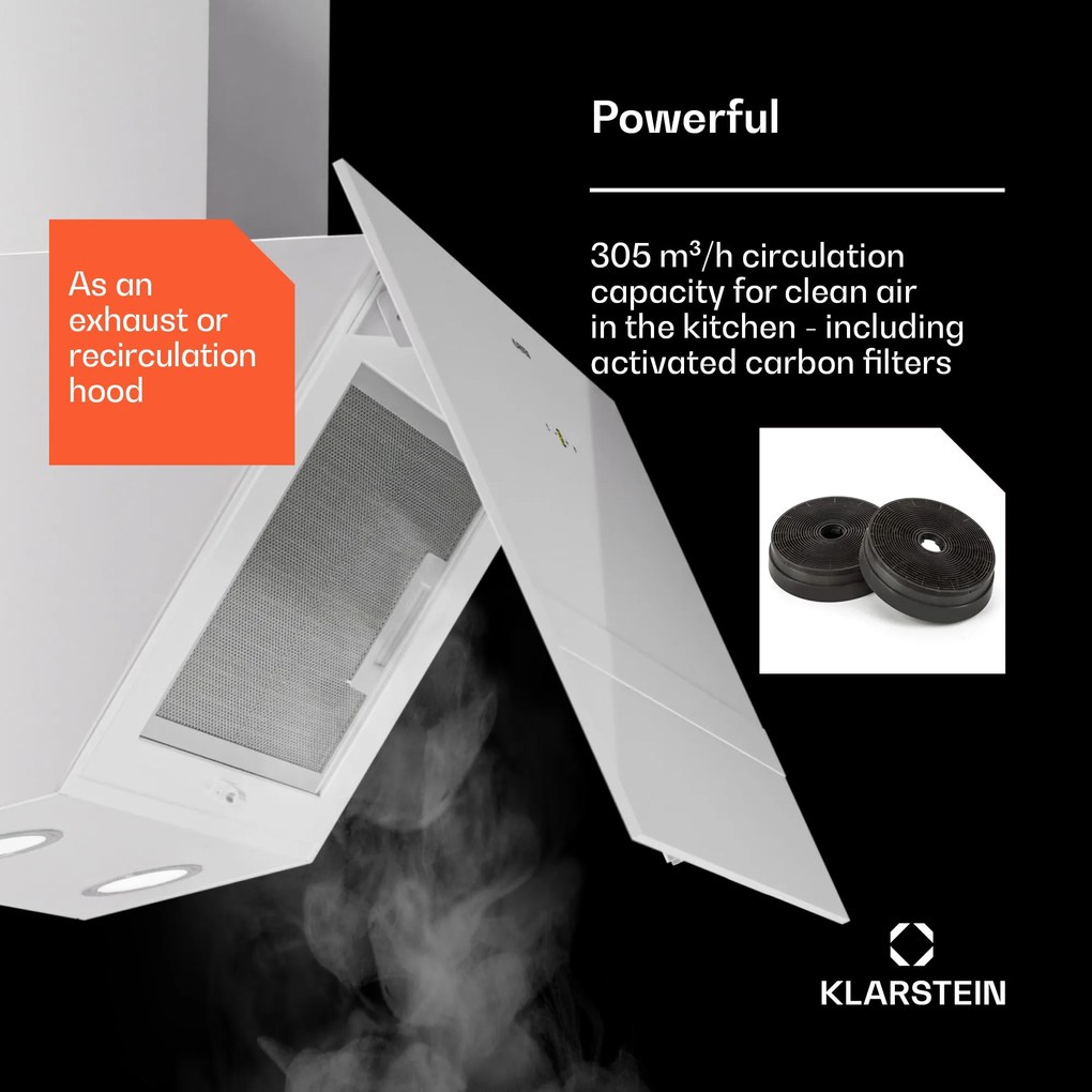 Klarstein Laurel 60, páraelszívó, 60 cm, elszívott levegő: 247 m³/h, LED érintő