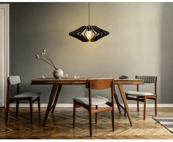 Csillár zsinóron 1xE27/60W/230V fekete átm. 47 cm