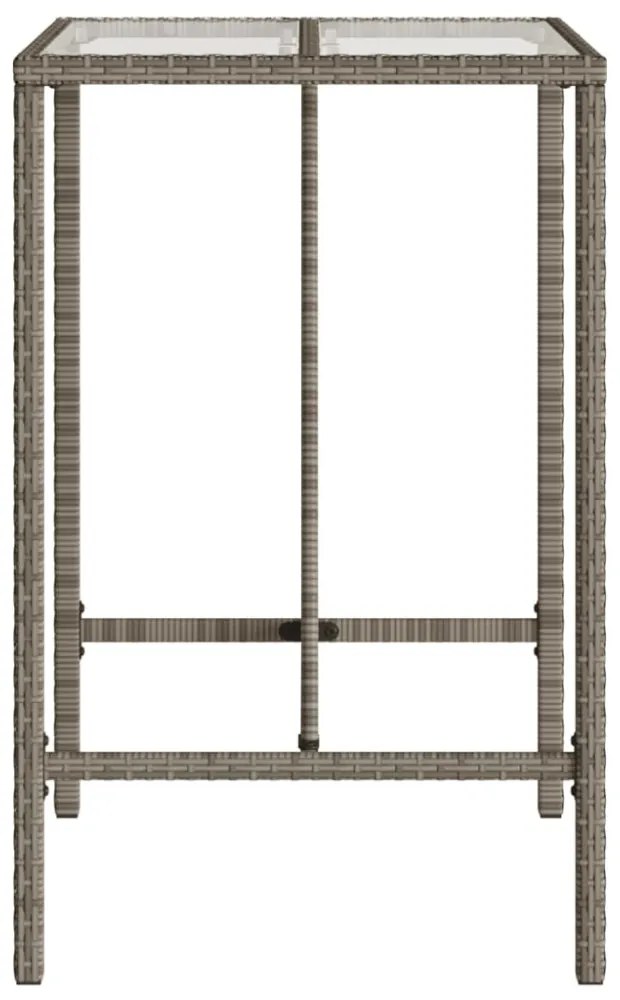szürke polyrattan kültéri bárasztal 70 x 70 x 110 cm