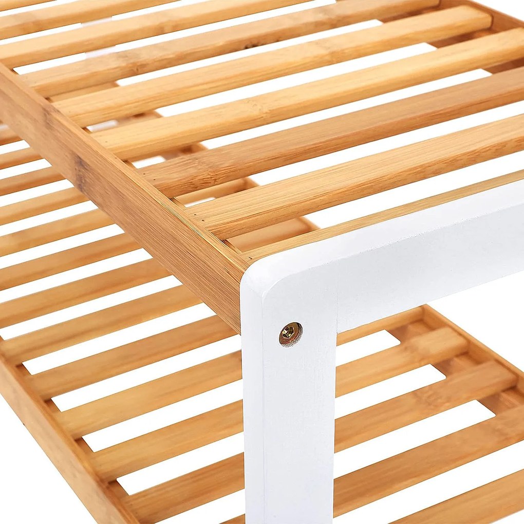 Cipőtartó, 3 szintes bambusz polc, tároló polc 70 x 26 x 55 cm