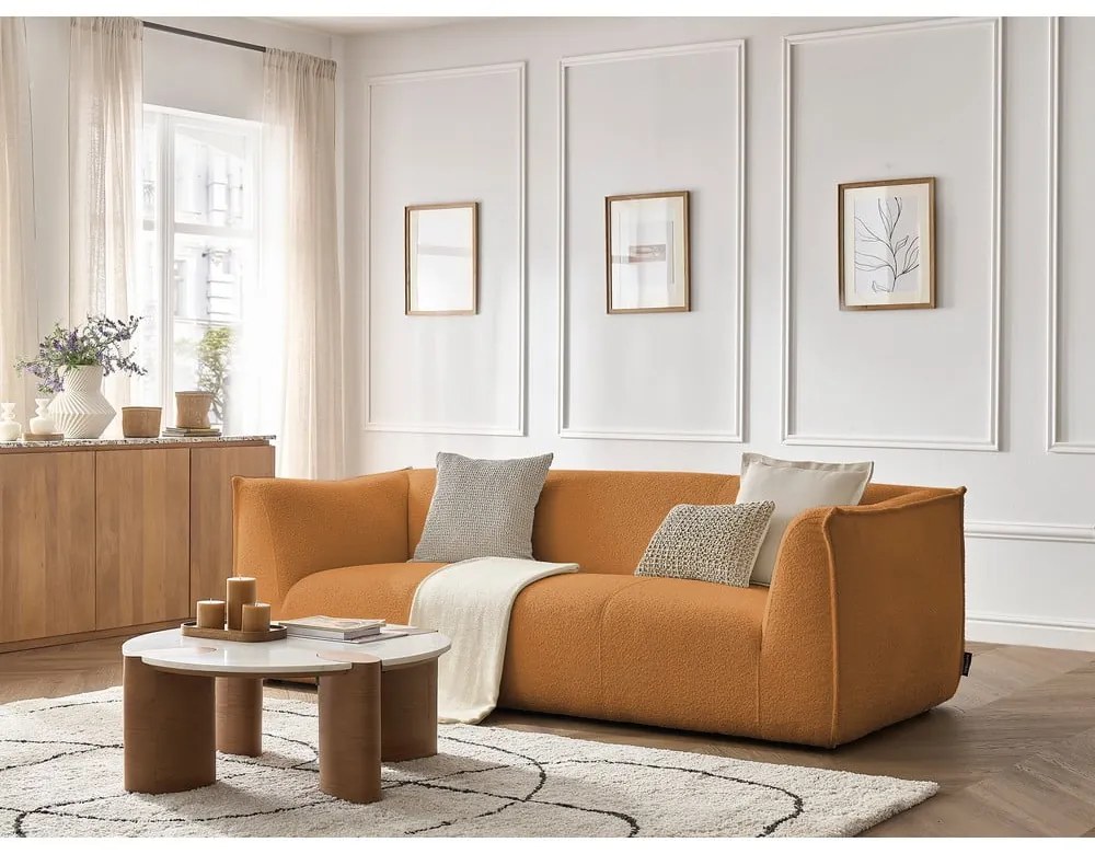 Mustársárga buklé kanapé 242 cm Giorgia – Bobochic Paris