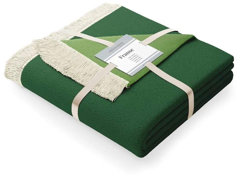 Franse zöld pamutkeverék takaró, 150 x 200 cm - AmeliaHome