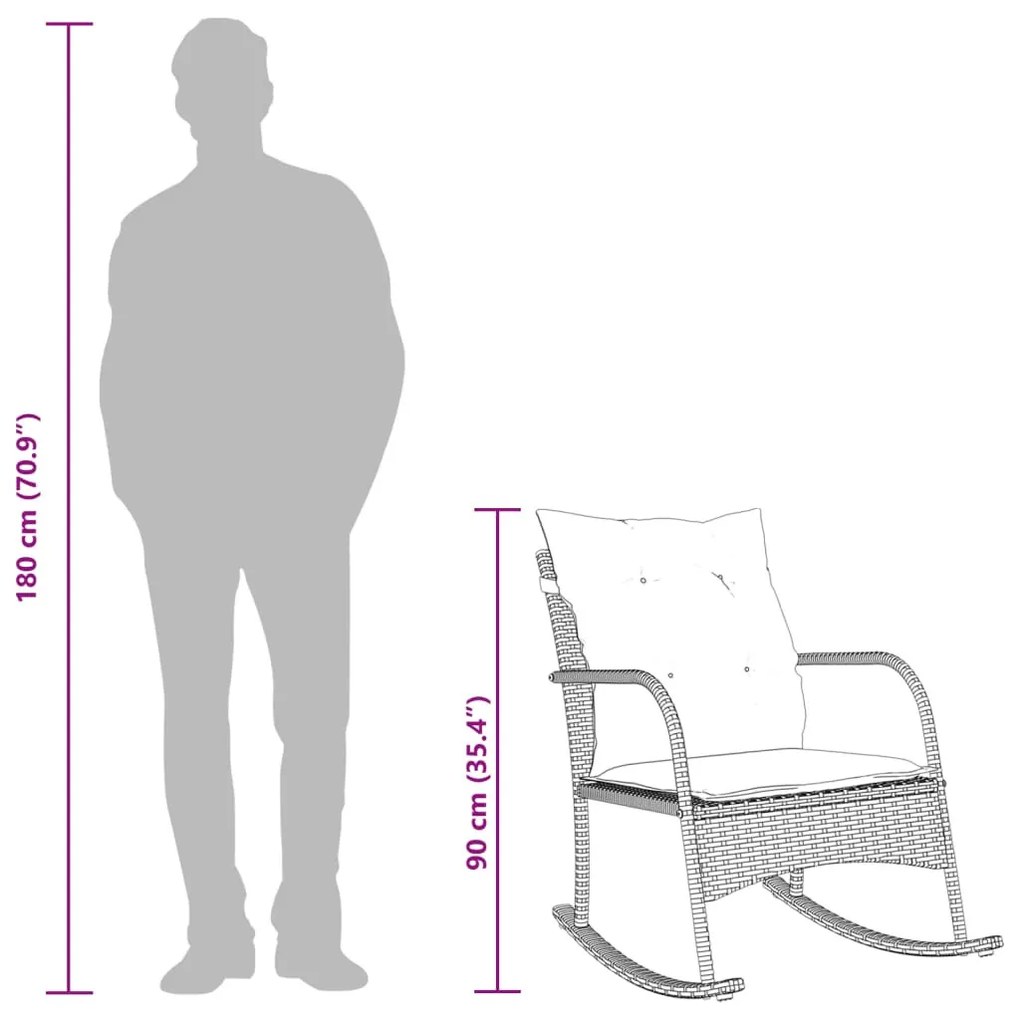 fekete polyrattan kerti hintaszék párnákkal