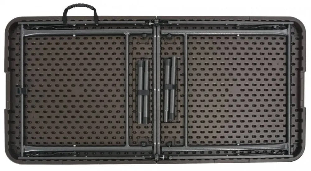 barna rattan hatású HDPE összecsukható kerti asztal 120x60x74cm