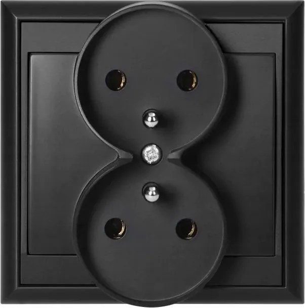 Fekete matt dupla aljzat földelt kerettel Luna Abex