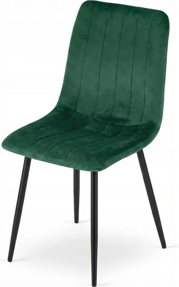Sötétzöld bársony szék LAVA BOTTLE GREEN fekete lábakkal