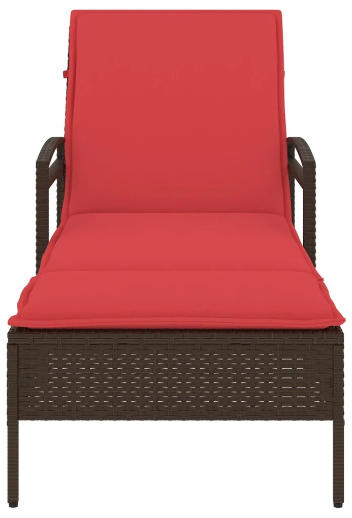 barna napozóágy párnával 63x200x81 cm polyrattan (csak az USA-ban)