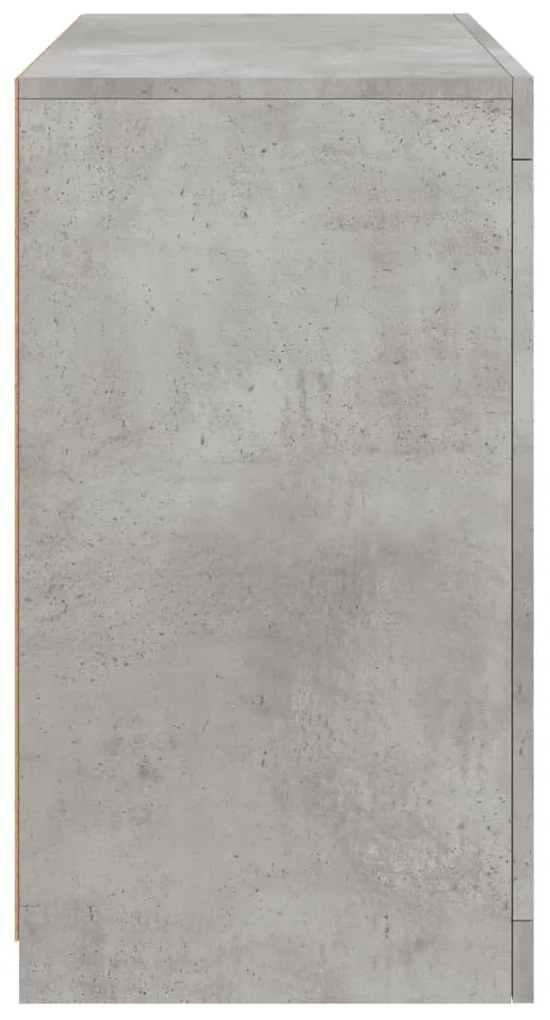 betonszürke tálalószekrény LED-világítással 60,5 x 37 x 67 cm