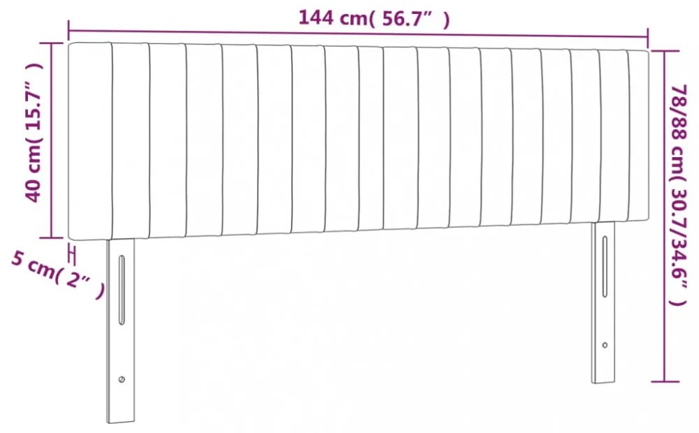 sötétbarna szövet LED-es fejtámla 144x5x78/88 cm