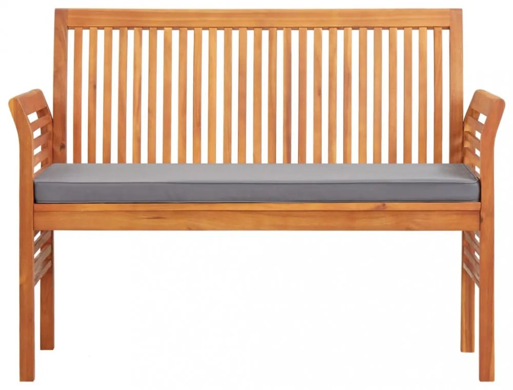 kétszemélyes tömör akácfa kerti pad párnával 120 cm