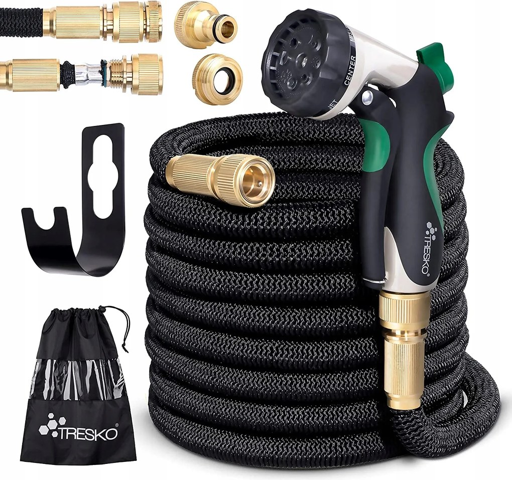 Kerti Tömlő 7,5 m Prémium fém szerelvények fekete tresko