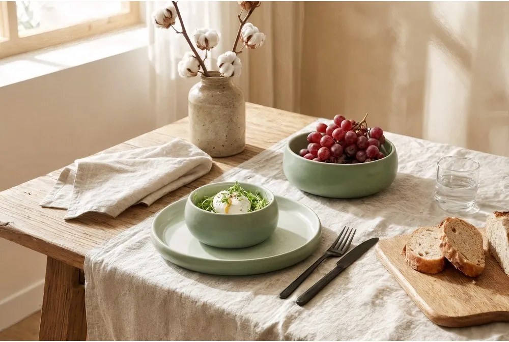 Zöld kőedény tányér készlet 4 db-os ø 22 cm Aura Rondo – Bonami Selection