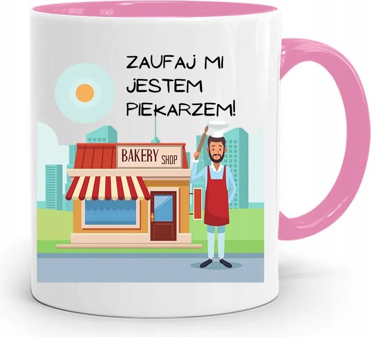Rózsaszín Bögre Péknek Bízz Bennem! Ajándék fényképes nyomattal