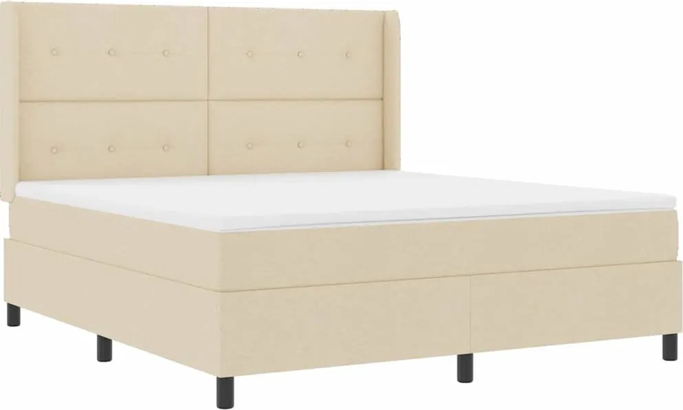 vidaXL LED Box Spring Ágy matracmal Krém 180 x 200 cm szövet