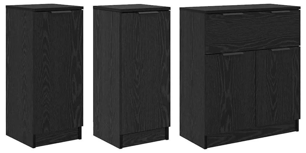 Széf fiókkal 3 pcs Musta tammi Faanyag