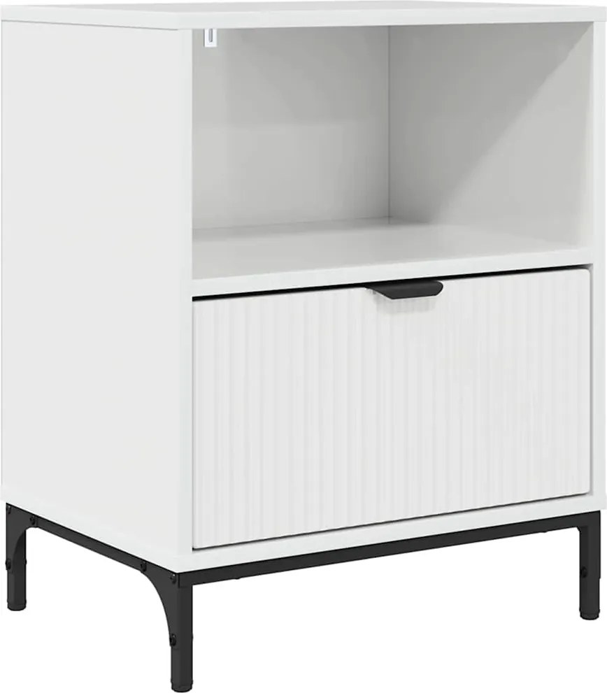 vidaXL Éjjeliszekrény fiókkal Magasfényű fehér 49 x 36 x 61 cm Faanyag