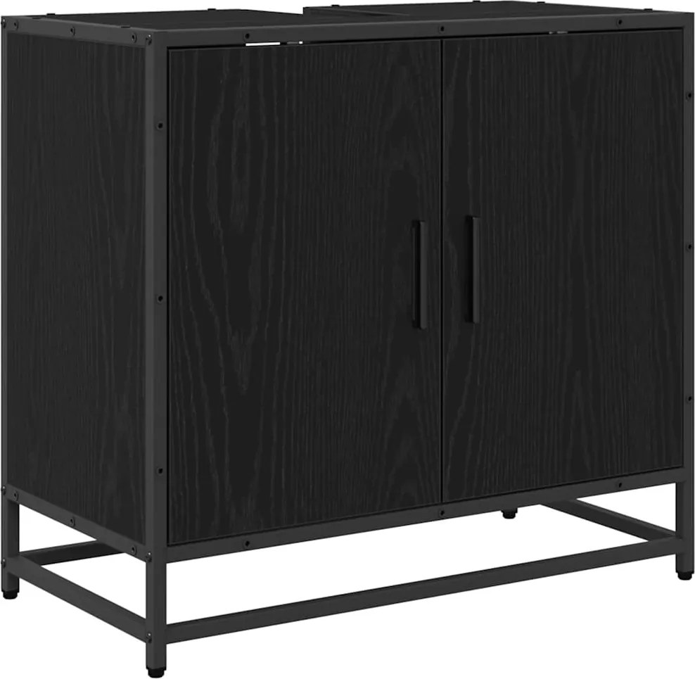 vidaXL Fürdőszobai mosdószekrény Fekete tölgy 65 x 33 x 60 cm Faanyag