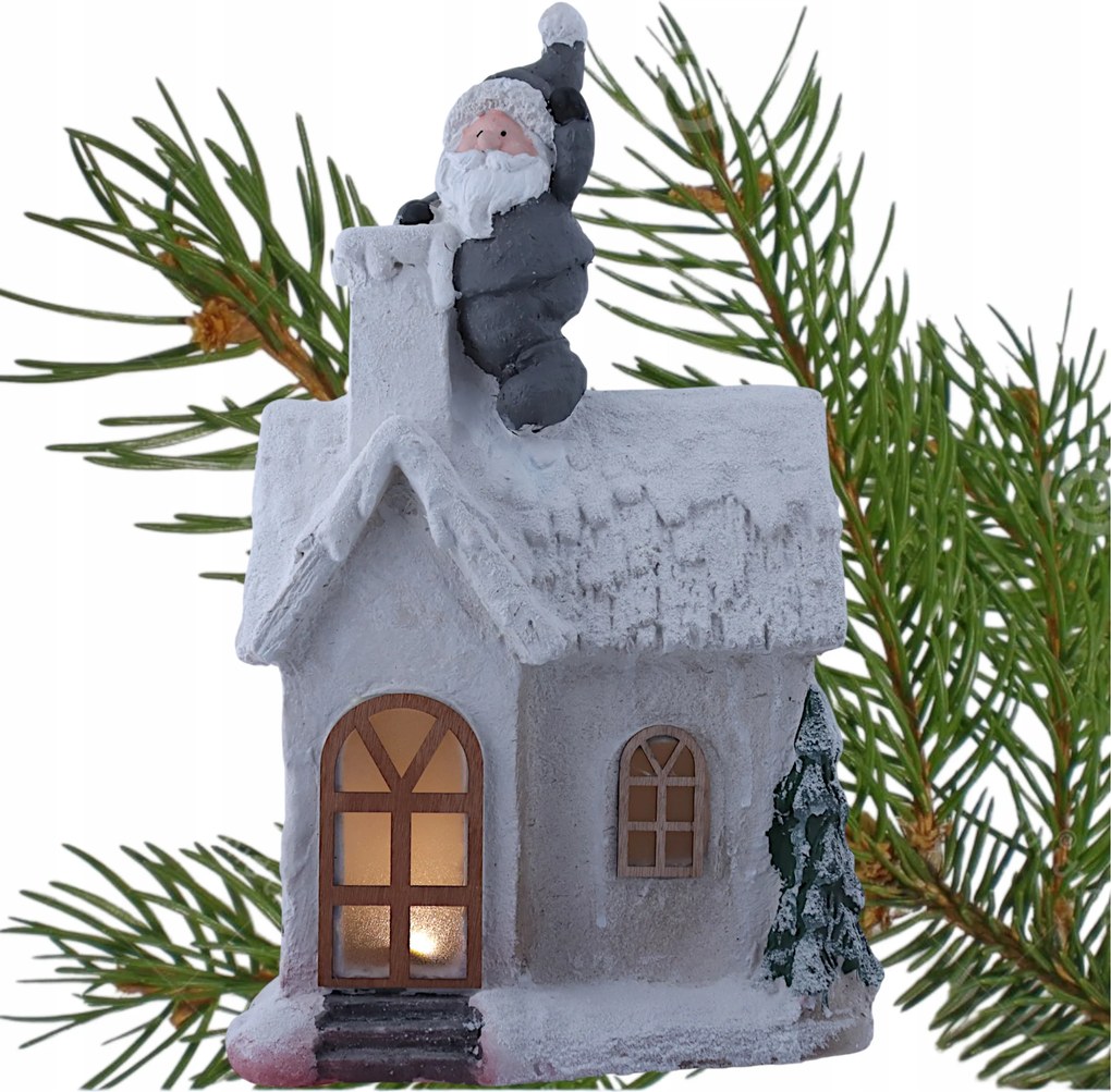 Karácsonyi figura Nagy Karácsonyi Hóház Elemmel DD35128-W 50 cm