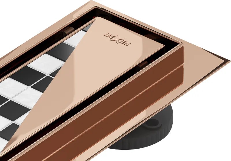 Mexen Flat 360° M13 forgatható vonali vízelvezető 2 az 1-ben 60 cm, rózsaarany - 1610060-40