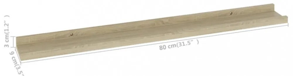 2 db sonoma tölgyfa fali polc 80 x 9 x 3 cm